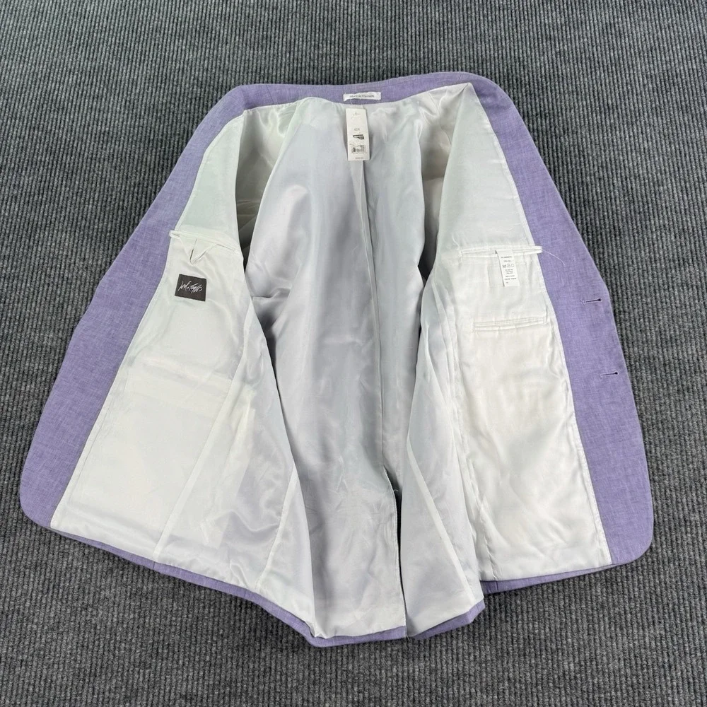 Vintage Lord & Taylor 42R Lavender 100% Linen Sport Coat Blazer Purple Summer